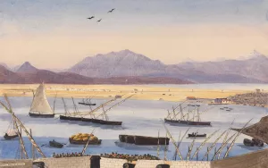 Part of the Bay of Gibraltar, the Spanish Lines by George Lothian Hall Oil Painting