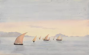 Tarifa Point, Spain and Mons Abyla, Africa by George Lothian Hall Oil Painting