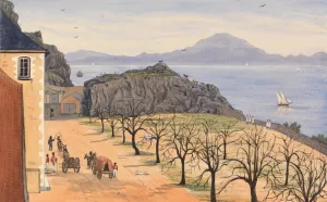 The Mountains of Africa, from the Hospital at Gilbraltar by George Lothian Hall Oil Painting