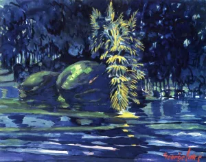 Boulders on a Riverbank by George Luks - Oil Painting Reproduction