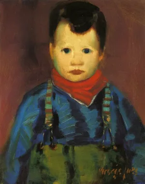 Boy with Suspenders by George Luks - Oil Painting Reproduction