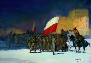 Czechoslovakian Army Entering Vladivostok, Siberia, in 1918 by George Luks Oil Painting