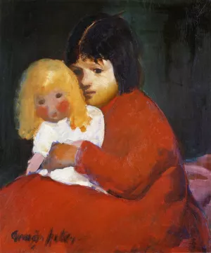Girl with Doll by George Luks - Oil Painting Reproduction