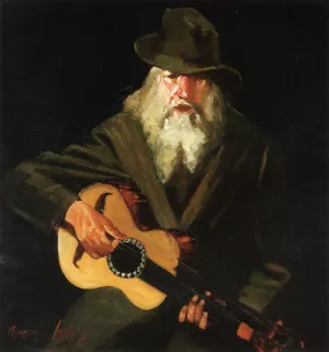Hobo Musician by George Luks Oil Painting
