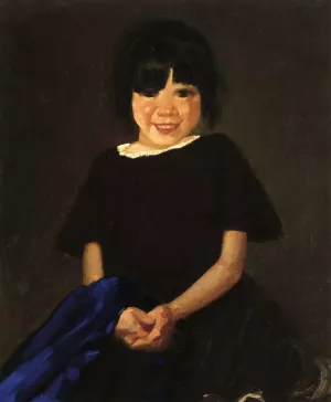 Portrait of a Girl in Black by George Luks - Oil Painting Reproduction