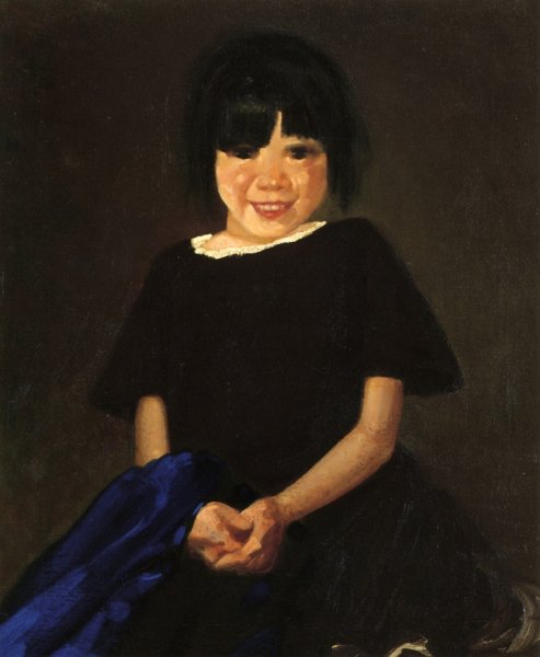 Main Product Photo of Portrait of a Girl in Black Painting by George Luks
