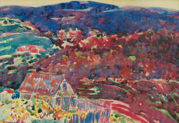 Main Product Photo of Purple Hills Painting by George Luks