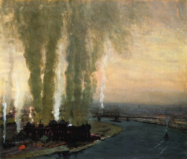 Main Product Photo of Roundhouse at High Bridge Painting by George Luks