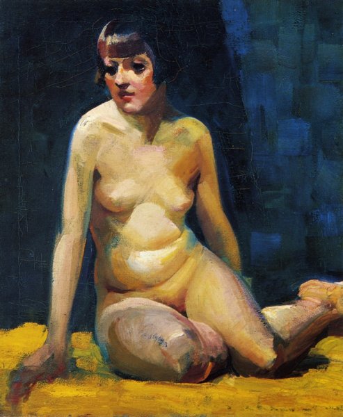 Main Product Photo of Seated Nude with Bobbed Hair Painting by George Luks