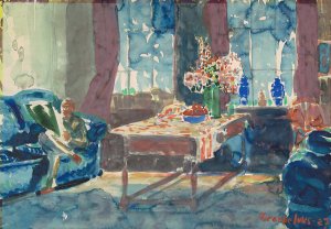 Self-Portrait - Interior Of My New York Apartment by George Luks Oil Painting
