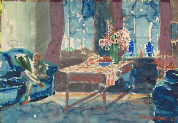 Main Product Photo of Self-Portrait - Interior Of My New York Apartment  Painting by George Luks