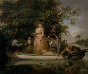A Party Angling by George Morland Oil Painting