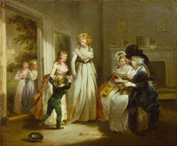 A Visit to the Boarding School  by George Morland - Hand-Painted Oil Painting Reproduction