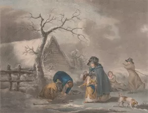 Boys Skating by George Morland Oil Painting