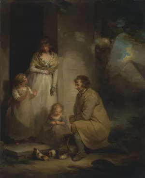 Selling Guinea Pigs by George Morland Oil Painting