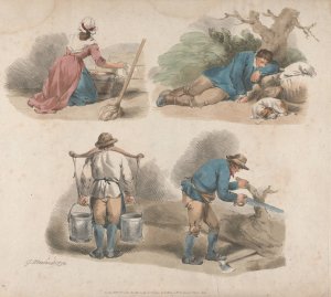 Studies of Laborers by George Morland Oil Painting