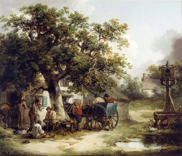 The Bell Inn, Kilburn by George Morland - Hand-Painted Oil Painting Reproduction