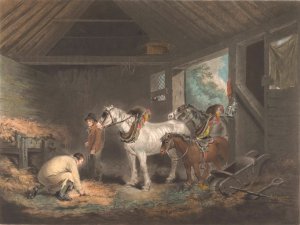 The Farmer's Stable by George Morland Oil Painting