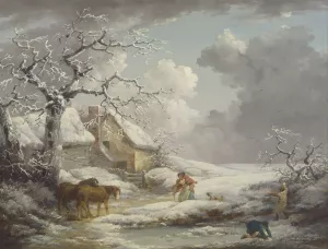 Winter Landscape by George Morland Oil Painting