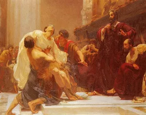 The Death of Ladas, the Greek Runner, Who Died When Receiving the Crown of Victory in the Temple of Olympia by George Murray Oil Painting