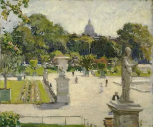 Luxembourg Gardens by George Oberteuffer Oil Painting