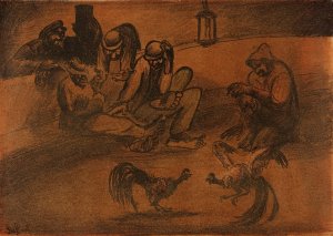 The Gamblers by George Overbury Hart Oil Painting