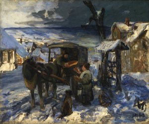 Village Scene Oil painting by George Overbury Hart