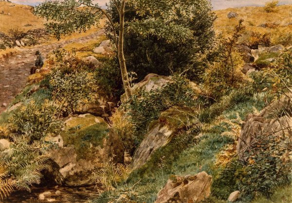 Main Product Photo of Autumn in the Welsh Hills.  Painting by George Price Boyce