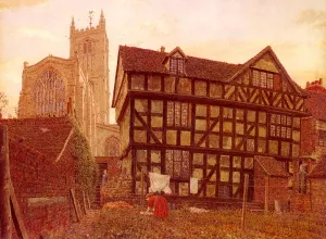 Church and Ancient Uninhabited House at Ludlow by George Price Boyce - Oil Painting Reproduction