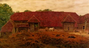 The Old Barn At Whitchurch by George Price Boyce Oil Painting