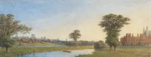 Windsor Castle and Eton College from Fellows'Eyot, River Thames by George Pyne Oil Painting