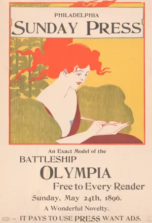 An exact model of the battleship Olympia free to every reader, Sunday , May 24th, 1896 by George Reiter Brill Oil Painting