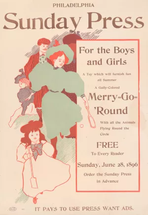 For the boys and girls, merry-go-round by George Reiter Brill Oil Painting