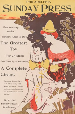 Free to every reader, Sunday, April 12th, 1896; the greatest toy for children ever given by a newspaper - a complete circus. Oil painting by George Reiter Brill