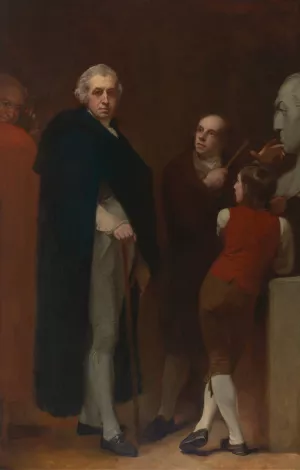 John Flaxman Modeling the Bust of William Hayley by George Romney Oil Painting