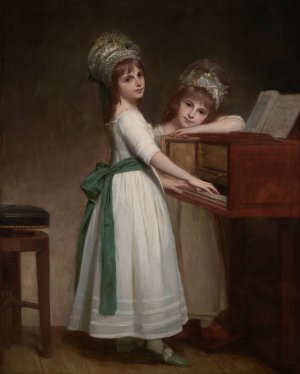 Portrait of Maria and Catherine, the Daughters of Edward Thurlow, 1st Baron Thurlow by George Romney Oil Painting