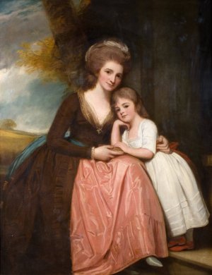 Portrait Of Mrs Bracebridge And Her Daughter Mary by George Romney Oil Painting