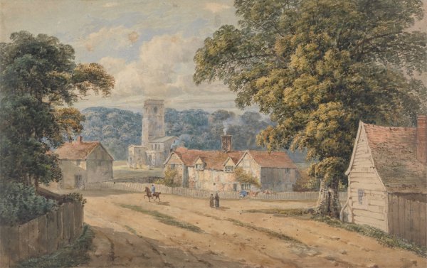 The Village of Aldbury, Hertfordshire  by George Shepheard - Hand-Painted Oil Painting Reproduction