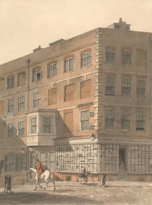 York House, the corner of Villiers Street and the Strand, with Richardson's Ancient and Modern Print Warehouse in the Foreground by George Shepheard Oil Painting