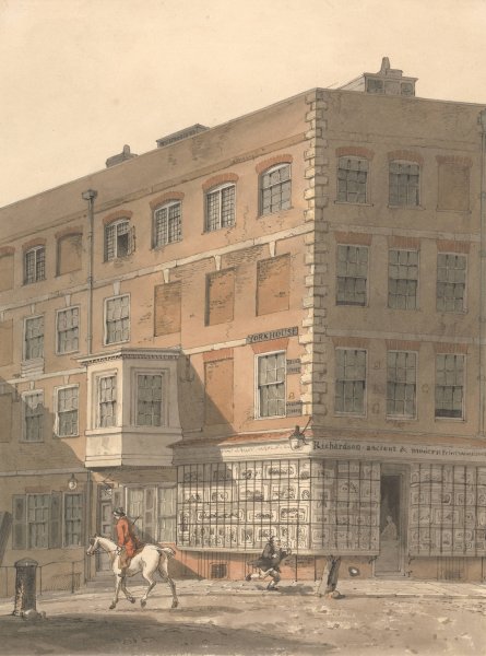York House, the corner of Villiers Street and the Strand, with Richardson's Ancient and Modern Print Warehouse in the Foreground  by George Shepheard - Hand-Painted Oil Painting Reproduction
