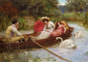 Summer Pleasures on the River Oil painting by George Sheridan Knowles