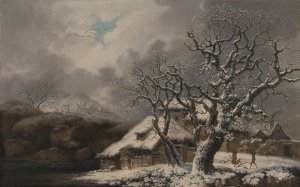 A Winter Landscape by George Smith Oil Painting