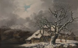 A Winter Landscape by George Smith Oil Painting