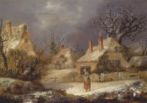 A Winter Landscape by George Smith Oil Painting