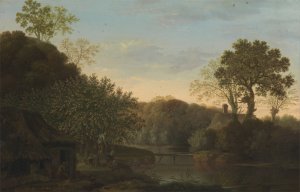 An Autumn Landscape with Apple Pickers by George Smith Oil Painting