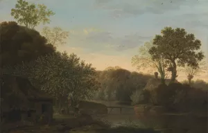 An Autumn Landscape with Apple Pickers by George Smith Oil Painting