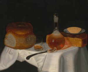 Still Life of Bread, Butter and Cheese by George Smith Oil Painting