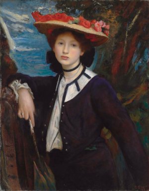 Lady Holding A Parasol by George Spencer Watson Oil Painting
