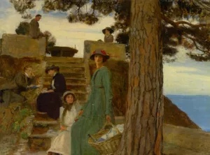 Picnic at Portofino 1911 by George Spencer Watson - Oil Painting Reproduction