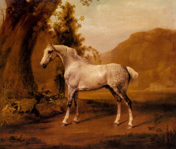 Main Product Photo of A Grey Stallion In A Landscape Painting by George Stubbs